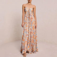 Load image into Gallery viewer, Summer New Print Sexy Hanging Neck High Grade Elegant Backless Pleated Dress