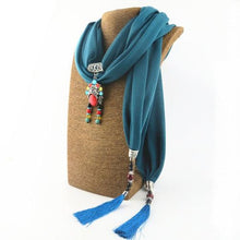 Load image into Gallery viewer, New cotton and linen scarf tassel pendant scarf Tibetan women shawl scarf jewelry necklace national wind scarf