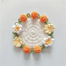 Load image into Gallery viewer, Hand-crocheted Coaster Finished Product, Flower Wool, Flower Insulation Pad