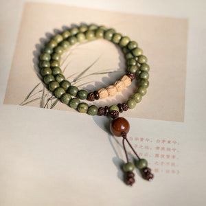 Old material green sandalwood Buddha beads bracelet female forest student sandalwood passion seed bracelet couple ethnic style