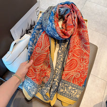 Load image into Gallery viewer, Paisley Red Cashew Bohemian Cotton and Linen Scarf Female Mori Versatile Sun Protection Warm Shawl Summer