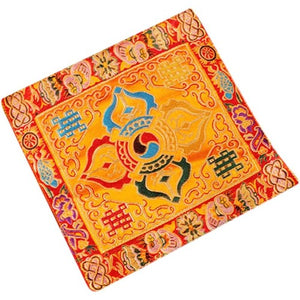 Tibetan Style Cloth Mat Embroidered with Eight Auspicious Crosses, Diamond Pestle, Bell Pestle, Tablecloth