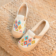 Load image into Gallery viewer, Cross Stitch Colorful Peacock Pattern/different Footwear Spring Linen Shoes