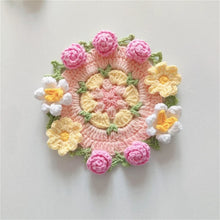 Load image into Gallery viewer, Hand-crocheted Coaster Finished Product, Flower Wool, Flower Insulation Pad