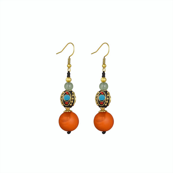 Nepal Tibetan Earrings Ethnic Style Wooden Ear Clips Women's Long Earrings