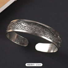 Load image into Gallery viewer, Handmade Miao Silver Old Bracelet Female Ethnic Style Retro Court Chinese Sculpture Ancient Silver Bracelet Personality Exotic Bracelet