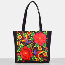 Load image into Gallery viewer, Ethnic Style Embroidered Shoulder Bag with Large Capacity Women&#39;s Tote Bag, Canvas, National Style Peony Handbag, Shopping Bag