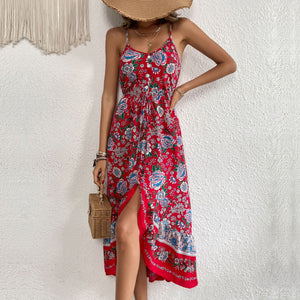 Summer New Printed Skirt Bohemian Strap Dress