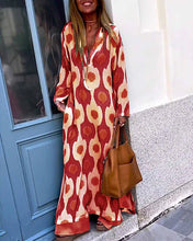 Load image into Gallery viewer, Summer New Fashion Print V-Neck Long Dress
