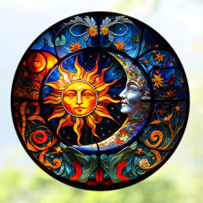 Sun Moon Window Decoration Colorful Moon Star Sun Baffle Pendant Window Decor