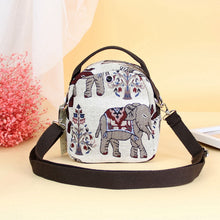 Load image into Gallery viewer, Small Fresh Cotton and Hemp Straddle Bag Literary and Antique Style Retro Handwoven Elephant Straddle Bag Small Straddle Bag