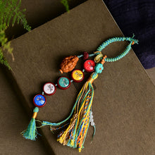Load image into Gallery viewer, Five-way God of Wealth Keychain Bag Hanging Pendant, with Olive Core God of Wealth, Hand-woven Tassel TY1645