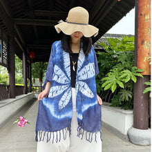 Load image into Gallery viewer, New Tie Dyed Ethnic Style Shawl Women&#39;s Summer Sunscreen Beach Scarf Cotton and Hemp Scarf Cloak