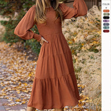 Load image into Gallery viewer, Autumn New Women Elegant Retro French Round Neck High Waist Dress Skirt
