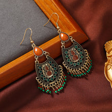 Load image into Gallery viewer, Bohemian Alloy Drop Oil Long Tassel Ethnic Style Earrings for Women&#39;s Retro Earrings
