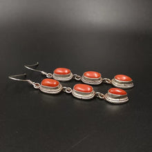 Load image into Gallery viewer, Niche Nepalese Style Handmade Jewelry Coral Stone Fashion Women&#39;s Tibetan Style Personality Creative Retro Ethnic Style Earrings