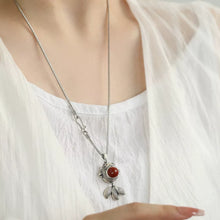 Load image into Gallery viewer, 925 Silver Retro Style Lucky Little Fat Fish Koi Pendant Necklace Nanhong Agate