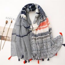 Load image into Gallery viewer, Japanese Literary and Artistic Fresh Cotton and Linen Scarf Retro Patchwork Bohemian Cashew Print Silk Scarf Beautiful Sunscreen Scarf