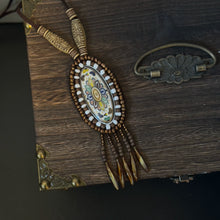 Load image into Gallery viewer, New Tibetan Ethnic Style Retro Old Ceramic Niche Design Art Necklace Sweater Chain