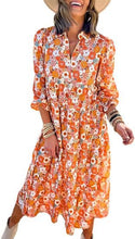 Load image into Gallery viewer, New Casual Loose Long-sleeved V-neck Women&#39;s Bohemian Floral Elegant A-shaped Dress