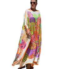 Load image into Gallery viewer, Printed Bohemian Dress Loose Plus Size Bat Sleeve Robe Bikini Blouse