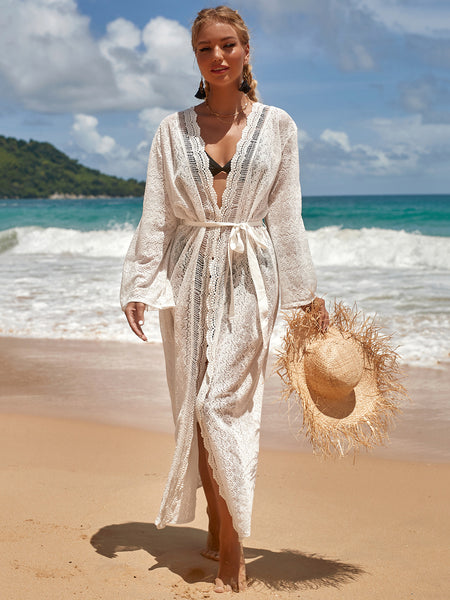 New Lace Collar Cardigan Beach Vacation Sunscreen Suit Bikini Cover Up