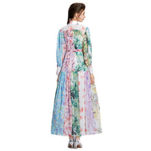 Load image into Gallery viewer, Dresses Spring and summer women&#39;s fashion temperament long sleeve print shirt long skirt tie skirt