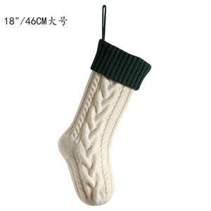 Knitted Christmas gift bag Decorative stockings Christmas stockings Hanging piece Color matching enlarged stagger Fried Dough Twists large capacity gift bag