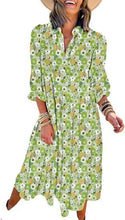 Load image into Gallery viewer, New Casual Loose Long-sleeved V-neck Women&#39;s Bohemian Floral Elegant A-shaped Dress