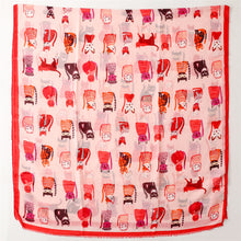 Load image into Gallery viewer, Spring and Autumn Sunscreen Cute Cat Paradise Printed Silk Scarf Satin Cotton Long Scarf
