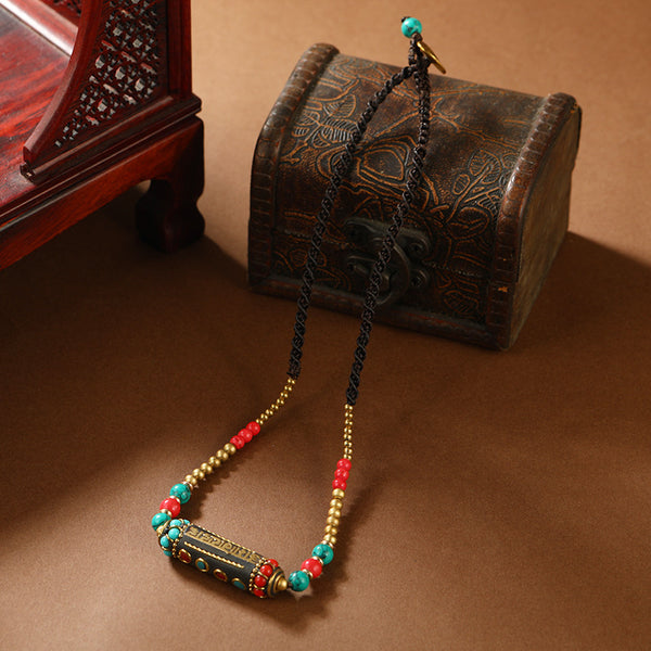 Retro Tibetan Nepalese Bead Necklace Ethnic Style Woven Collar Chain