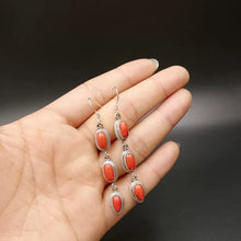 Load image into Gallery viewer, Niche Nepalese Style Handmade Jewelry Coral Stone Fashion Women&#39;s Tibetan Style Personality Creative Retro Ethnic Style Earrings