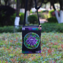 Load image into Gallery viewer, Ethnic Style Tribal Embroidery Flower Crossbody 6.5 Inch Mobile Phone Bag Hanging Neck Mobile Phone Bag