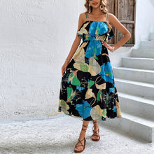 Load image into Gallery viewer, Printed Long Skirt Hawaii Beach Skirt Sleeveless Suspender Bra Printed Long Skirt