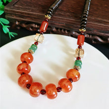 Load image into Gallery viewer, Classic Tibetan Red Blood Beeswax Old Wax Cake Necklace Abacus Bead Collarbone Chain Men&#39;s and Women&#39;s Ethnic Style Retro Neck Jewelry