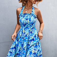 Load image into Gallery viewer, Summer New Line Ruffle Edge Style Hanging Neck Strap Printed Dress