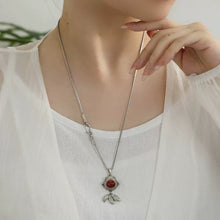 Load image into Gallery viewer, 925 Silver Retro Style Lucky Little Fat Fish Koi Pendant Necklace Nanhong Agate