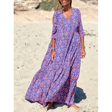 Load image into Gallery viewer, Early Autumn New Fashion V-neck Print Casual Beach Swing Dress