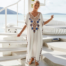 Load image into Gallery viewer, Beach blouse man cotton embroidered resort gown dress