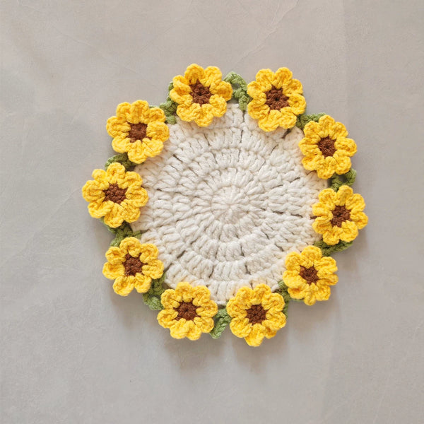 Hand Crocheted Wool Lily of The Valley Coaster Thermal Insulation Pad Small Bouquet for Girls Gifts