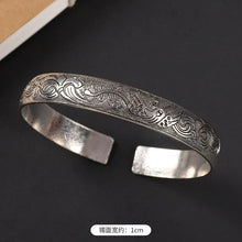 Load image into Gallery viewer, Handmade Miao Silver Old Bracelet Female Ethnic Style Retro Court Chinese Sculpture Ancient Silver Bracelet Personality Exotic Bracelet
