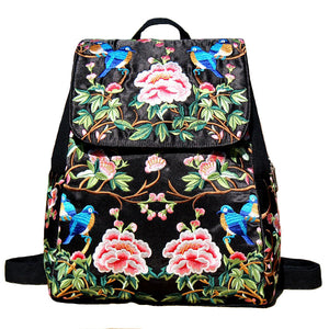 Ethnic Embroidered Backpack Ladies New Large-capacity Canvas Travel Bag Fashion Backpack
