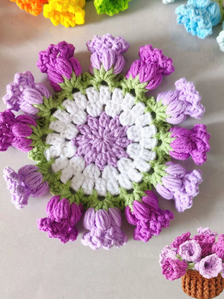 Hand Crocheted Wool Lily of The Valley Coaster Thermal Insulation Pad Small Bouquet for Girls Gifts