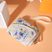 Load image into Gallery viewer, Colorful Cloud Impression Red and Blue Embroidery Versatile Canvas Flap Mobile Phone Crossbody Bag for Women