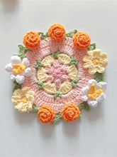 Load image into Gallery viewer, Hand-crocheted Coaster Finished Product, Flower Wool, Flower Insulation Pad