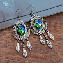 Load image into Gallery viewer, National Style Embroidered Tassel Earrings Retro Fashion Chime Earrings Ethnic Style Versatile Earrings