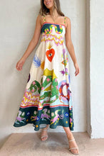 Load image into Gallery viewer, New Suspender Printed Sleeveless Large Swing Dress