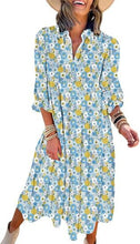 Load image into Gallery viewer, New Casual Loose Long-sleeved V-neck Women&#39;s Bohemian Floral Elegant A-shaped Dress