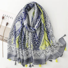 Load image into Gallery viewer, Japanese Literary and Artistic Fresh Cotton and Linen Scarf Retro Patchwork Bohemian Cashew Print Silk Scarf Beautiful Sunscreen Scarf