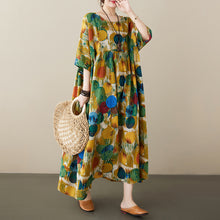 Load image into Gallery viewer, Simple and Fashionable Bohemian Long Dress, New Summer Style, Added Fat, Round Neck, Short Sleeved, Middle-aged and Elderly Mom&#39;s Dress